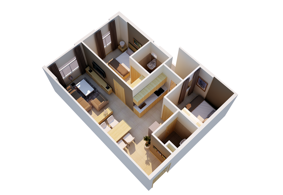 Thiết kế căn hộ mẫu Sunview Town-59,33 m2