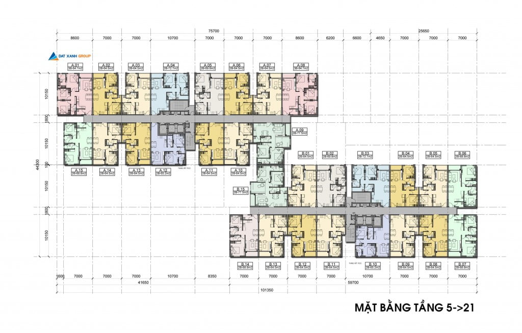 Mật bằng tầng tiển hình căn hộ Auris City Quận 8