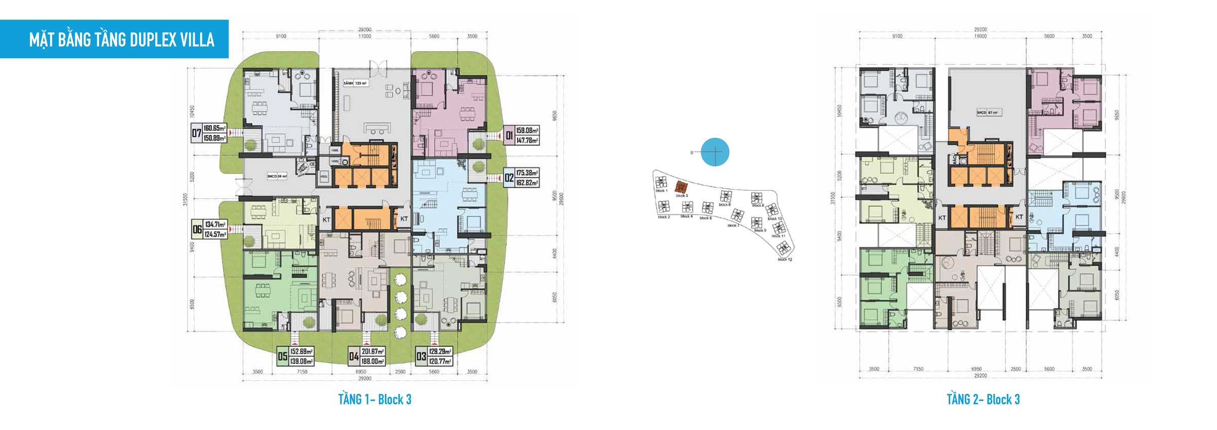 Thiết kế Căn hộ Gem Riverside - Mặt bằng tầng 1,2 duplex villa Block 3